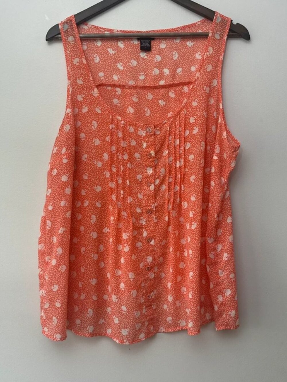 Torrid Women’s Size 1 Orange Floral Sleeveless Babydoll Blouse Split Back